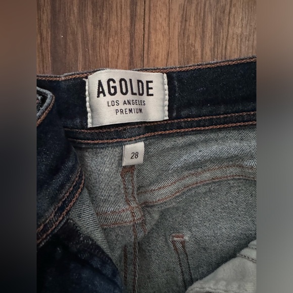 AGOLDE HIGH WAISTED SKINNY JEANS SIZE 6 28 26” INSEAM MEDIUM DARK WASH - Picture 5 of 5